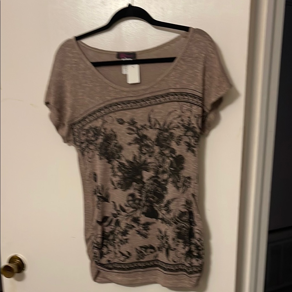 Agenda Gray Graphic Relaxed Blouse